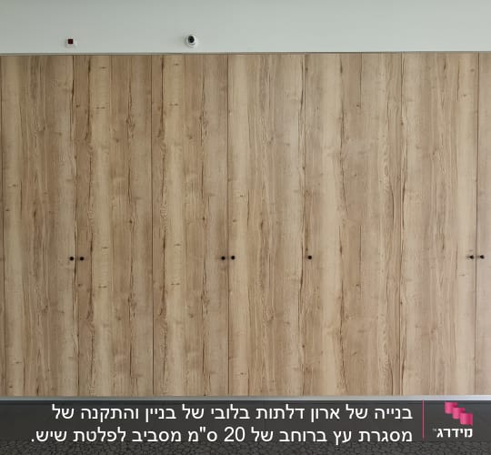 ארון עץ עם דלתות עץ בהירות
